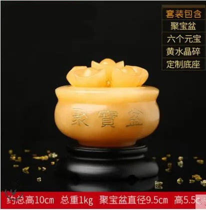 Feng Shui Cornucopia set piece topaz ingot jade handicraft household living room decoration gift, home decor statue