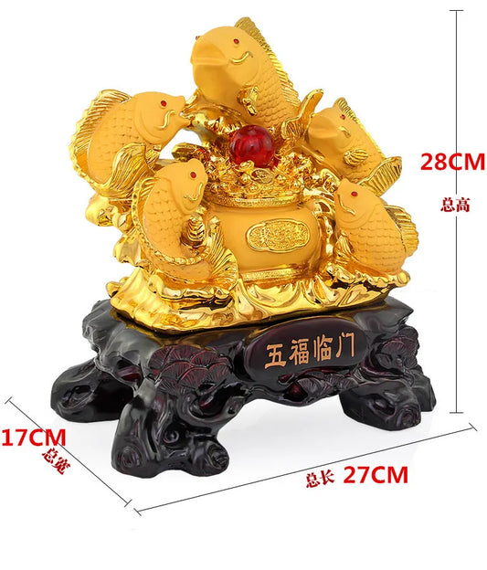 Feng Shui Fish resin cornucopia handicraft Five carp home decoration accessories fish statue hotel decoration maison home decor