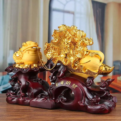 Feng Shui Fortune Golden Toad Decor Cabbage Office Living Room Shop Gold Cicada Toad Opening Craft Gift