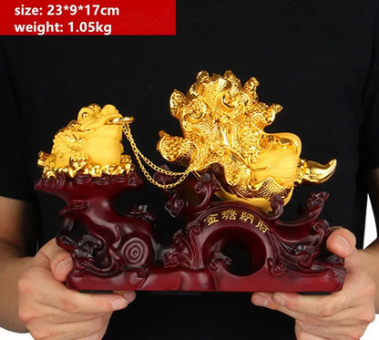 Feng Shui Fortune Golden Toad Decor Cabbage Office Living Room Shop Gold Cicada Toad Opening Craft Gift