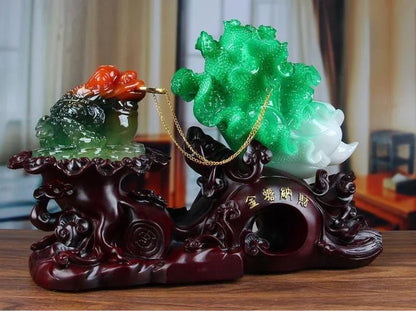 Feng Shui Fortune Golden Toad Decor Cabbage Office Living Room Shop Gold Cicada Toad Opening Craft Gift