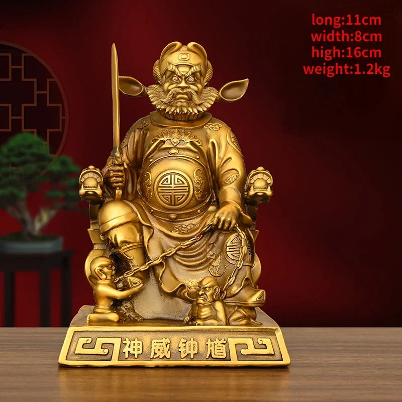 Feng Shui Full Copper Zhong Kui Pendant Zhong Kui Tian Shi Bronze Statue Home Decoration Figurines