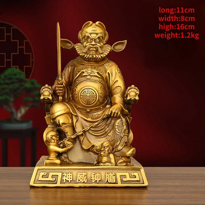 Feng Shui Full Copper Zhong Kui Pendant Zhong Kui Tian Shi Bronze Statue Home Decoration Figurines