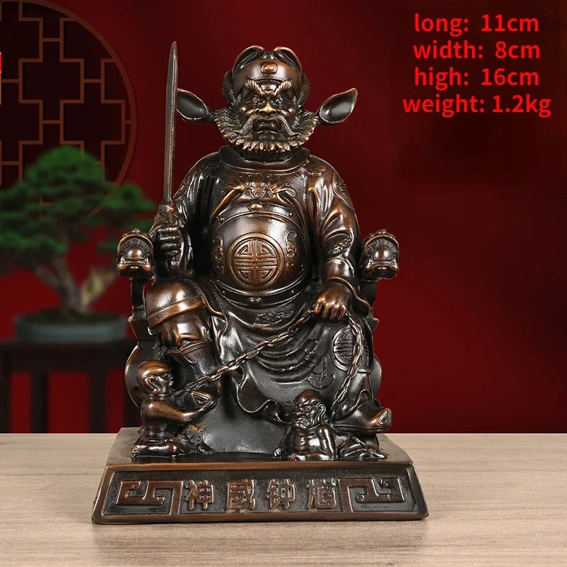 Feng Shui Full Copper Zhong Kui Pendant Zhong Kui Tian Shi Bronze Statue Home Decoration Figurines