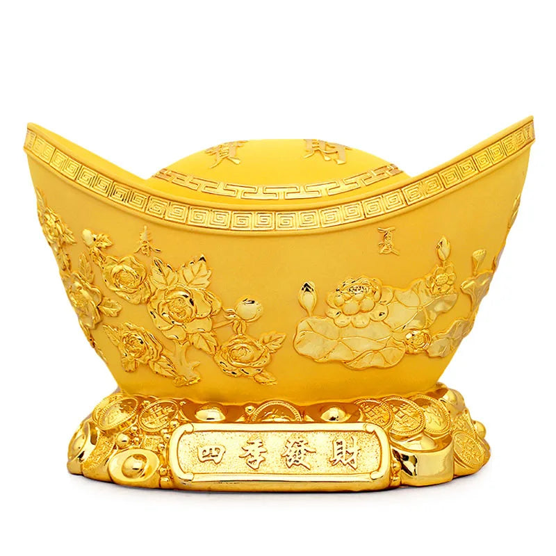Feng Shui Golden Lngot Piggy Bank ,Resin Modern Art Sculpture Large Capacity High Quality  Home Room Office Decoration Coin Box