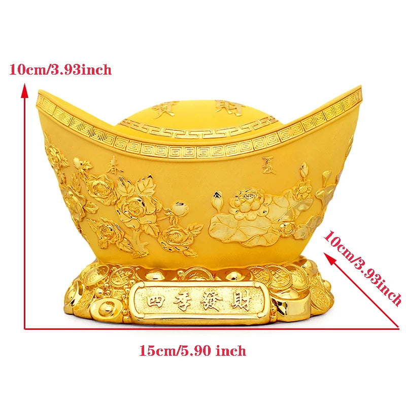 Feng Shui Golden Lngot Piggy Bank ,Resin Modern Art Sculpture Large Capacity High Quality  Home Room Office Decoration Coin Box