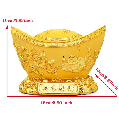 Feng Shui Golden Lngot Piggy Bank ,Resin Modern Art Sculpture Large Capacity High Quality  Home Room Office Decoration Coin Box