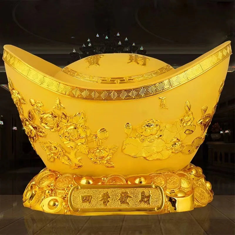Feng Shui Golden Lngot Piggy Bank ,Resin Modern Art Sculpture Large Capacity High Quality  Home Room Office Decoration Coin Box