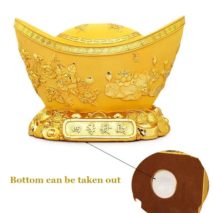 Feng Shui Golden Lngot Piggy Bank ,Resin Modern Art Sculpture Large Capacity High Quality  Home Room Office Decoration Coin Box