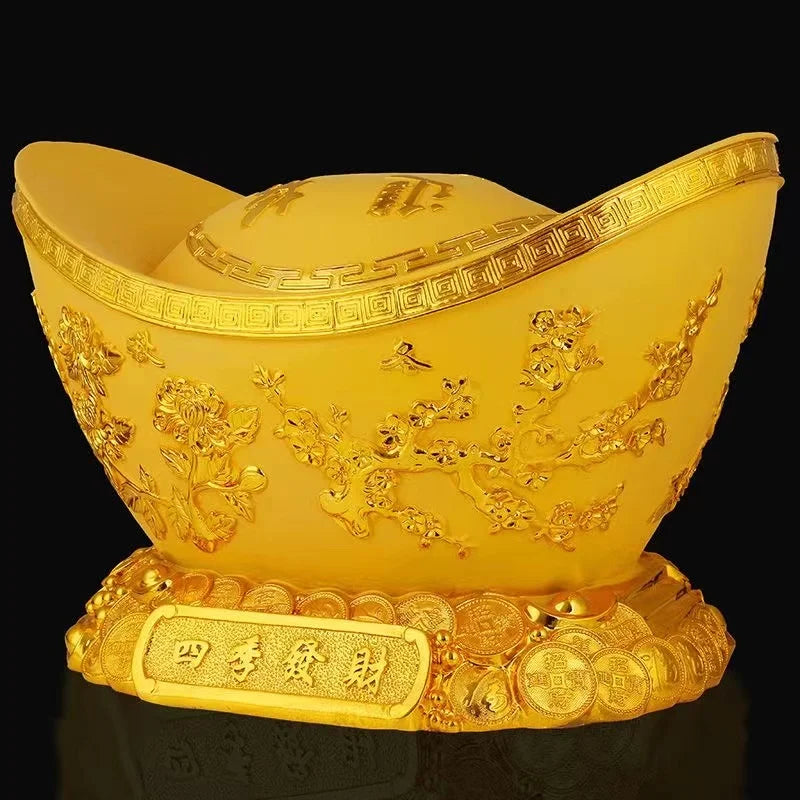 Feng Shui Golden Lngot Piggy Bank ,Resin Modern Art Sculpture Large Capacity High Quality  Home Room Office Decoration Coin Box