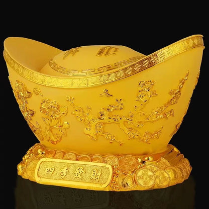 Feng Shui Golden Lngot Piggy Bank ,Resin Modern Art Sculpture Large Capacity High Quality  Home Room Office Decoration Coin Box