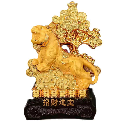 Feng Shui  Golden Tiger Resin Statue Home decoration accessories zodiac tiger home decor Office, hotel decor