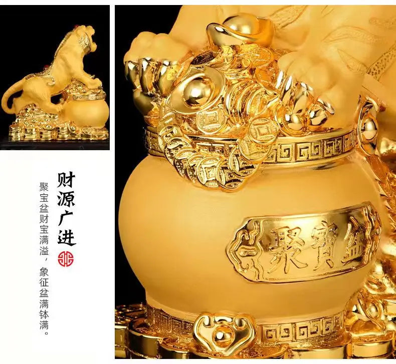 Feng Shui  Golden Tiger Resin Statue Home decoration accessories zodiac tiger home decor Office, hotel decor