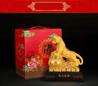 Feng Shui  Golden Tiger Resin Statue Home decoration accessories zodiac tiger home decor Office, hotel decor