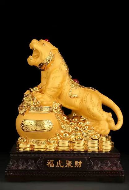 Feng Shui  Golden Tiger Resin Statue Home decoration accessories zodiac tiger home decor Office, hotel decor