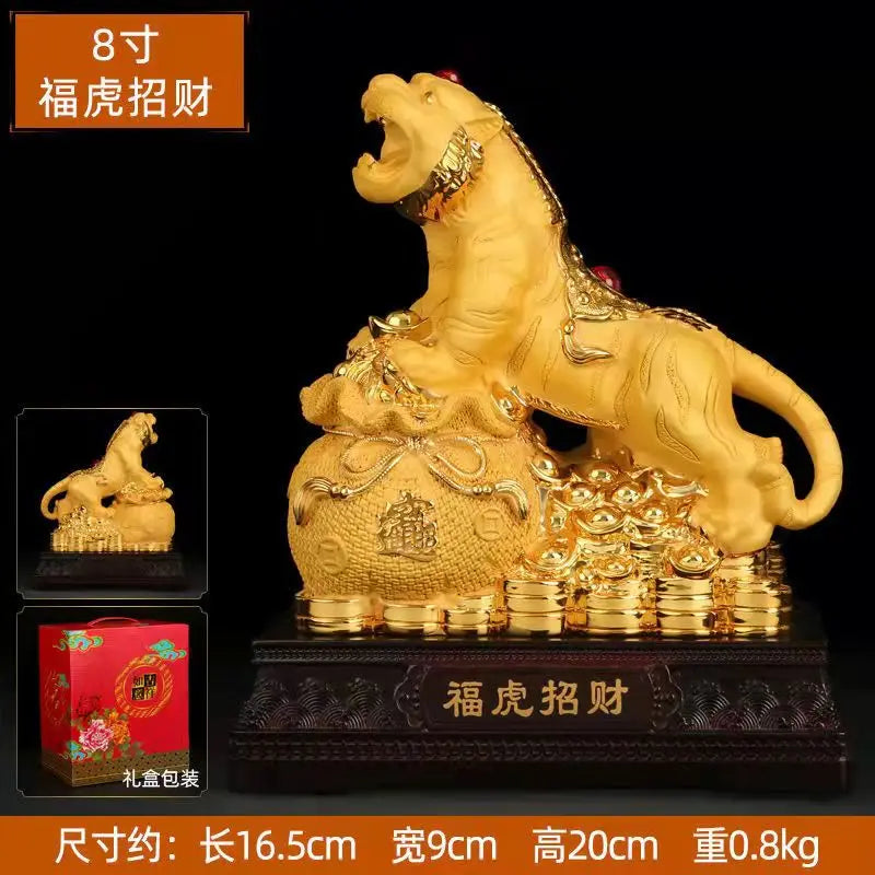 Feng Shui  Golden Tiger Resin Statue Home decoration accessories zodiac tiger home decor Office, hotel decor