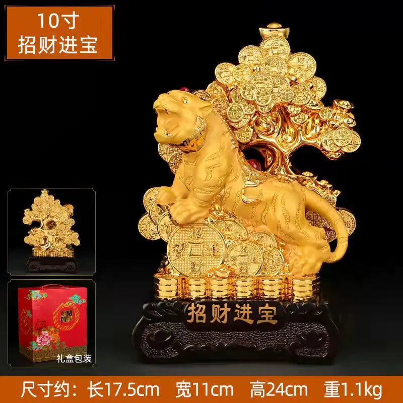 Feng Shui  Golden Tiger Resin Statue Home decoration accessories zodiac tiger home decor Office, hotel decor