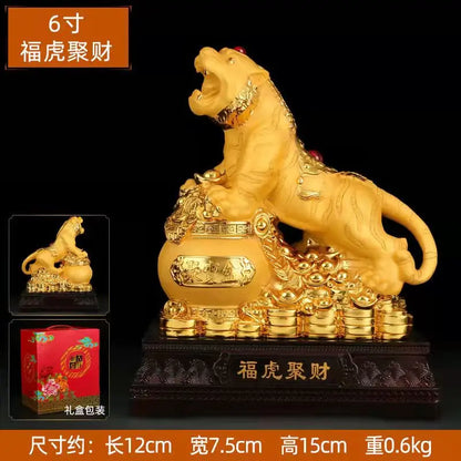 Feng Shui  Golden Tiger Resin Statue Home decoration accessories zodiac tiger home decor Office, hotel decor