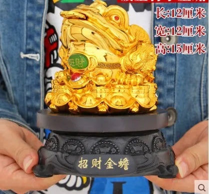 Feng Shui Golden Tripod toad lucky ornaments large toad statue crafts office cashier Hotel Home Decor