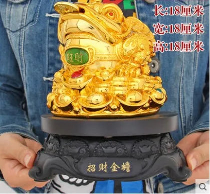 Feng Shui Golden Tripod toad lucky ornaments large toad statue crafts office cashier Hotel Home Decor