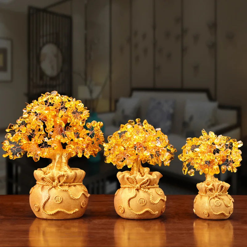 Feng Shui Good Fortune Toad Horse Elephant Figurine Statue Gold Tree Desk Bookshelf Wine Cabinet Ornament Living Room Decoration