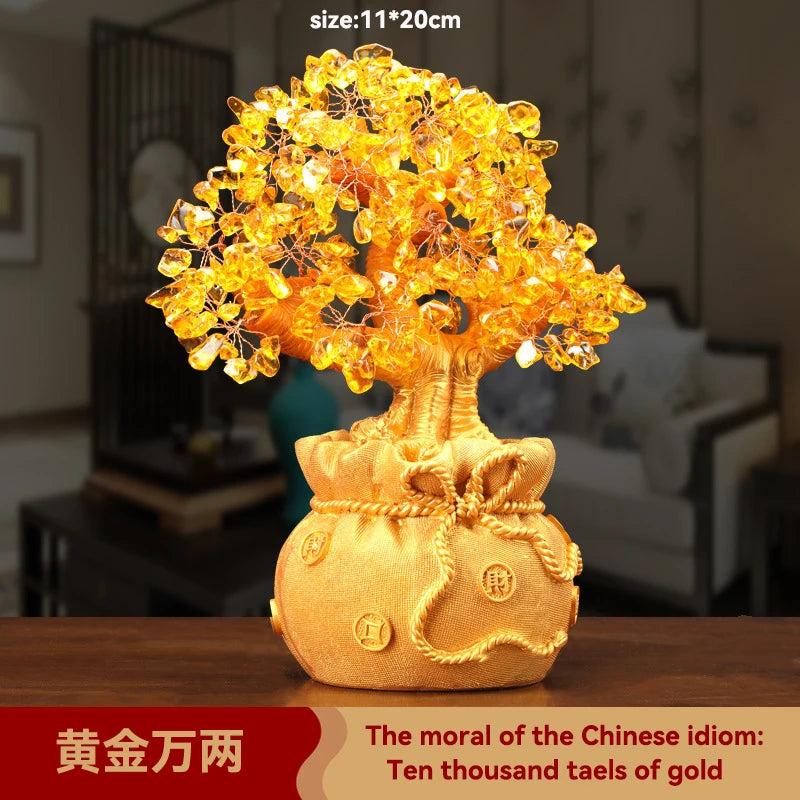 Feng Shui Good Fortune Toad Horse Elephant Figurine Statue Gold Tree Desk Bookshelf Wine Cabinet Ornament Living Room Decoration