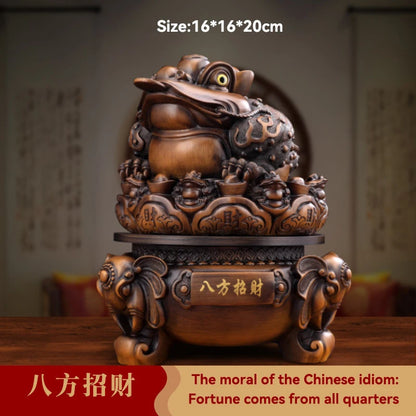 Feng Shui Good Fortune Toad Horse Elephant Figurine Statue Gold Tree Desk Bookshelf Wine Cabinet Ornament Living Room Decoration