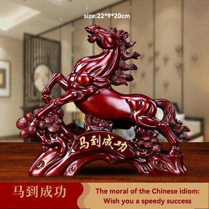 Feng Shui Good Fortune Toad Horse Elephant Figurine Statue Gold Tree Desk Bookshelf Wine Cabinet Ornament Living Room Decoration