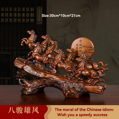 Feng Shui Good Fortune Toad Horse Elephant Figurine Statue Gold Tree Desk Bookshelf Wine Cabinet Ornament Living Room Decoration