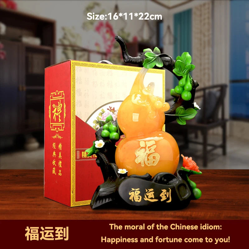 Feng Shui Good Fortune Toad Horse Elephant Figurine Statue Gold Tree Desk Bookshelf Wine Cabinet Ornament Living Room Decoration