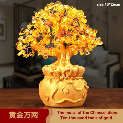 Feng Shui Good Fortune Toad Horse Elephant Figurine Statue Gold Tree Desk Bookshelf Wine Cabinet Ornament Living Room Decoration
