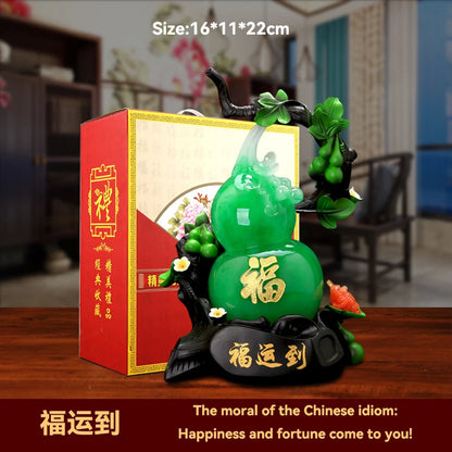 Feng Shui Good Fortune Toad Horse Elephant Figurine Statue Gold Tree Desk Bookshelf Wine Cabinet Ornament Living Room Decoration