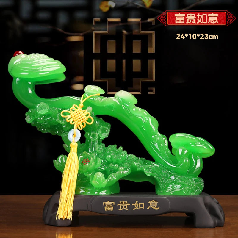 Feng Shui Good Fortune Toad Horse Elephant Figurine Statue Gold Tree Desk Bookshelf Wine Cabinet Ornament Living Room Decoration