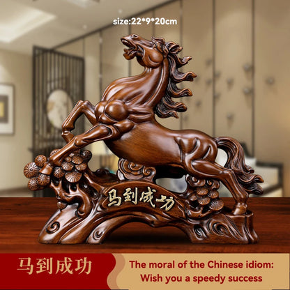 Feng Shui Good Fortune Toad Horse Elephant Figurine Statue Gold Tree Desk Bookshelf Wine Cabinet Ornament Living Room Decoration