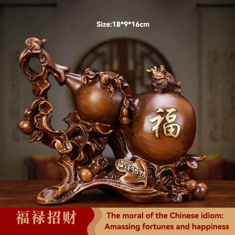 Feng Shui Good Fortune Toad Horse Elephant Figurine Statue Gold Tree Desk Bookshelf Wine Cabinet Ornament Living Room Decoration
