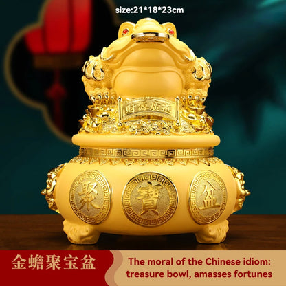 Feng Shui Good Fortune Toad Horse Elephant Figurine Statue Gold Tree Desk Bookshelf Wine Cabinet Ornament Living Room Decoration