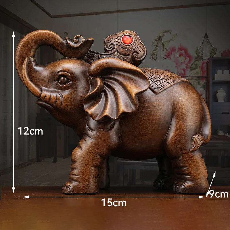 Feng Shui Good Fortune Toad Horse Elephant Figurine Statue Gold Tree Desk Bookshelf Wine Cabinet Ornament Living Room Decoration
