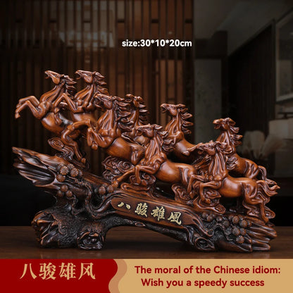 Feng Shui Good Fortune Toad Horse Elephant Figurine Statue Gold Tree Desk Bookshelf Wine Cabinet Ornament Living Room Decoration