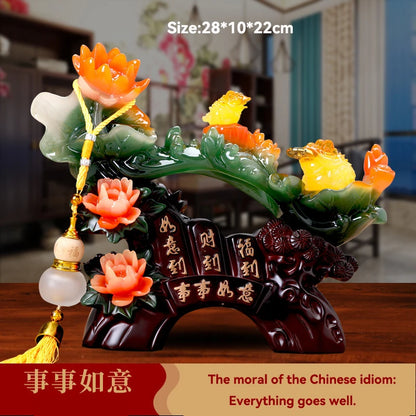 Feng Shui Good Fortune Toad Horse Elephant Figurine Statue Gold Tree Desk Bookshelf Wine Cabinet Ornament Living Room Decoration