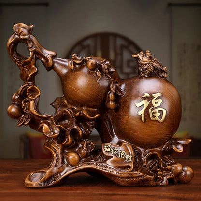 Feng Shui Good Fortune Toad Horse Elephant Figurine Statue Gold Tree Desk Bookshelf Wine Cabinet Ornament Living Room Decoration
