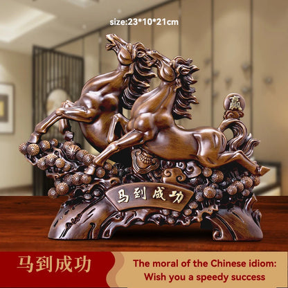 Feng Shui Good Fortune Toad Horse Elephant Figurine Statue Gold Tree Desk Bookshelf Wine Cabinet Ornament Living Room Decoration