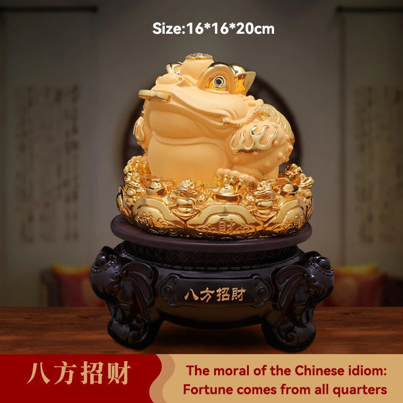 Feng Shui Good Fortune Toad Horse Elephant Figurine Statue Gold Tree Desk Bookshelf Wine Cabinet Ornament Living Room Decoration