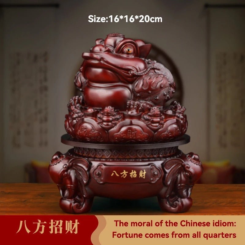 Feng Shui Good Fortune Toad Horse Elephant Figurine Statue Gold Tree Desk Bookshelf Wine Cabinet Ornament Living Room Decoration