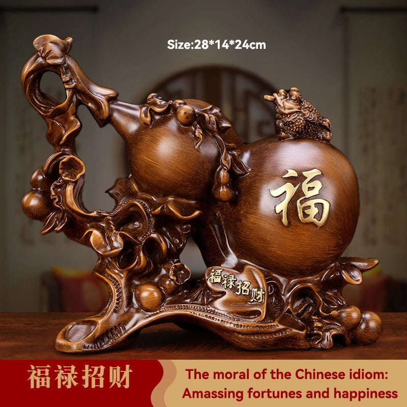 Feng Shui Good Fortune Toad Horse Elephant Figurine Statue Gold Tree Desk Bookshelf Wine Cabinet Ornament Living Room Decoration