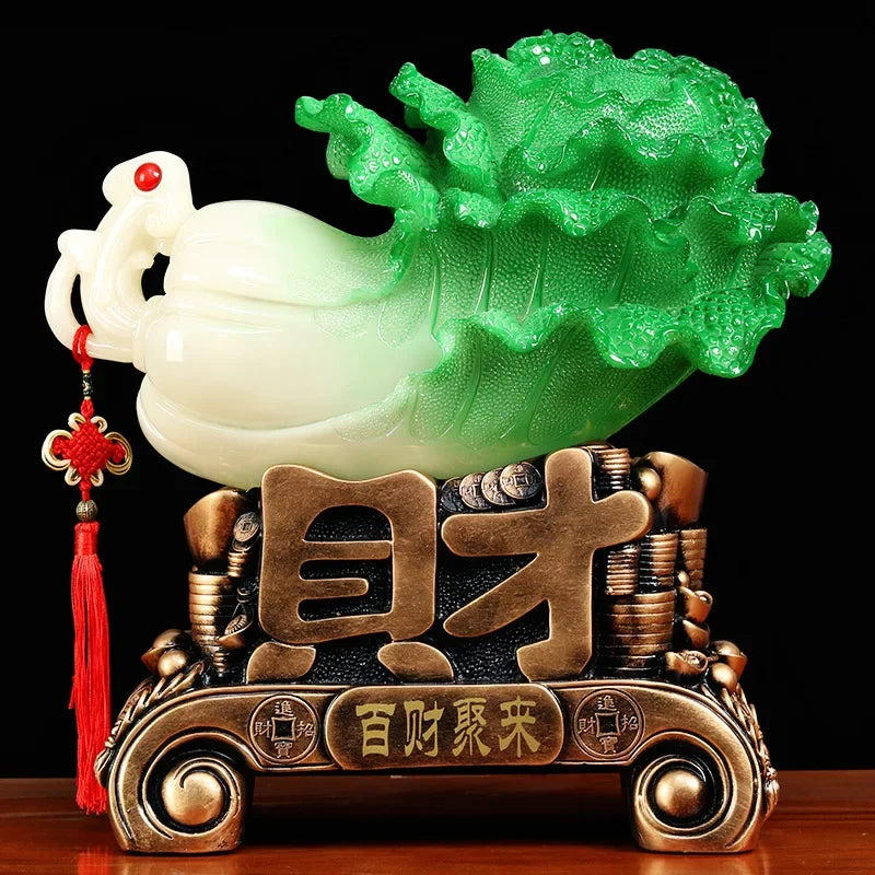 Feng Shui Jade Cabbage Ornaments Home Decor Crafts Entrance Shop Opening Lucky Office Living Room Gifts