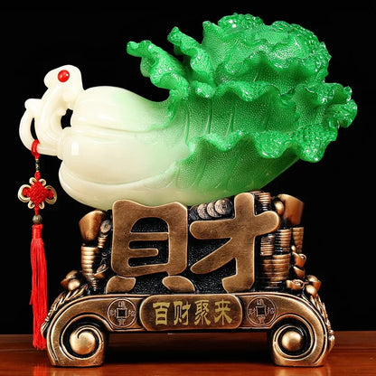Feng Shui Jade Cabbage Ornaments Home Decor Crafts Entrance Shop Opening Lucky Office Living Room Gifts