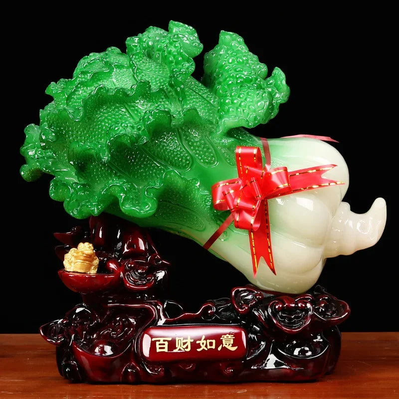 Feng Shui Jade Cabbage Ornaments Home Decor Crafts Entrance Shop Opening Lucky Office Living Room Gifts