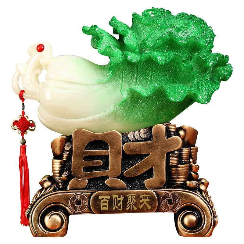 Feng Shui Jade Cabbage Ornaments Home Decor Crafts Entrance Shop Opening Lucky Office Living Room Gifts
