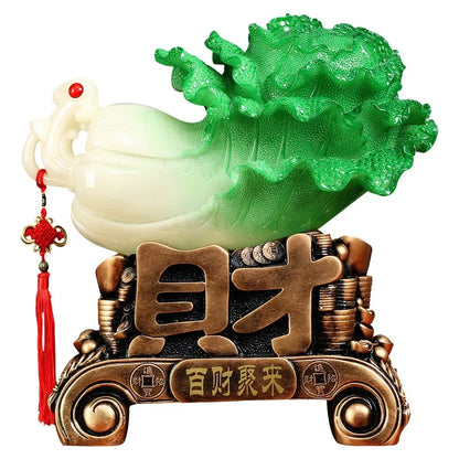 Feng Shui Jade Cabbage Ornaments Home Decor Crafts Entrance Shop Opening Lucky Office Living Room Gifts