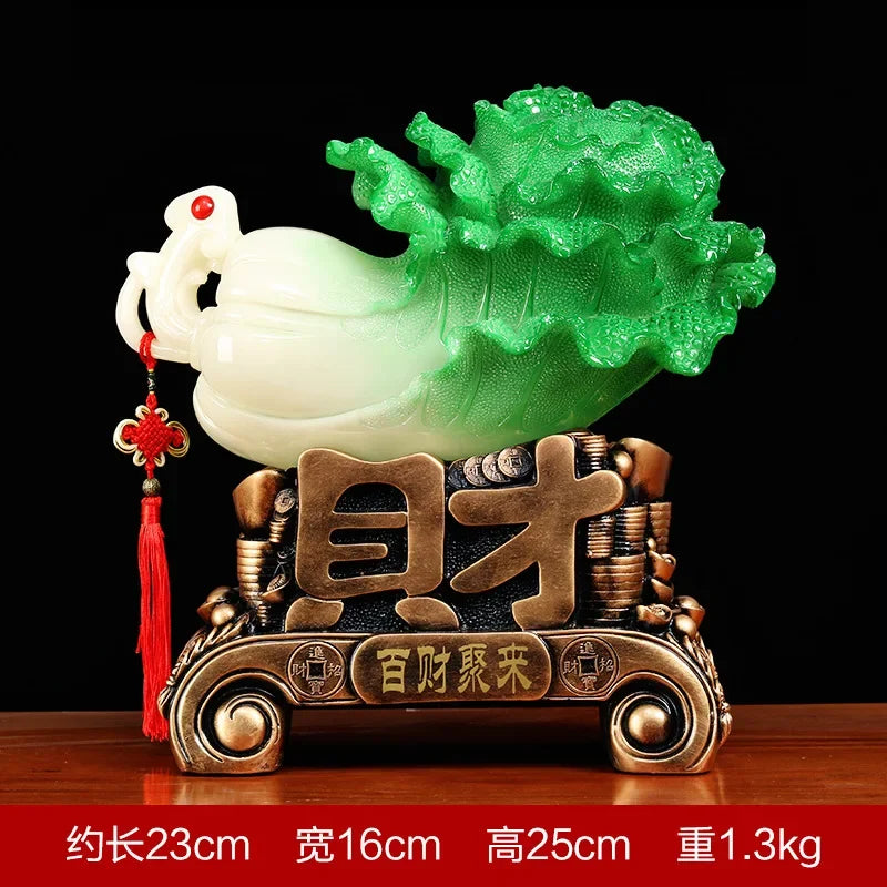 Feng Shui Jade Cabbage Ornaments Home Decor Crafts Entrance Shop Opening Lucky Office Living Room Gifts